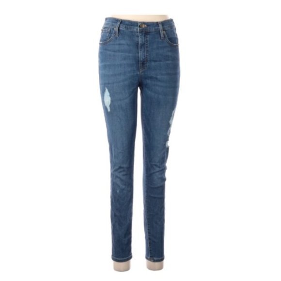 J. Crew Mercantile Ripped Light Wash Jeans  Skinny Leg Distressed Denim 29 Pants - Picture 2 of 2